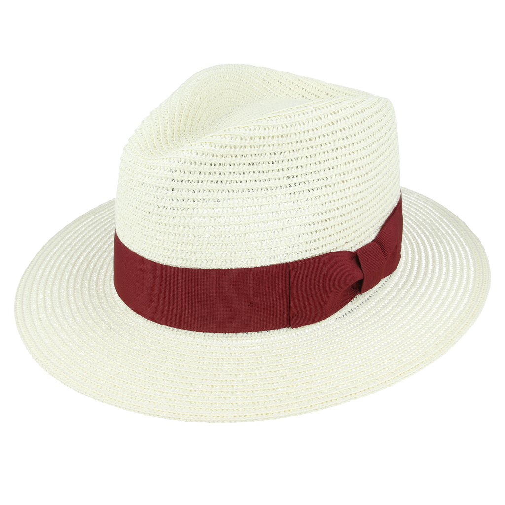 Maz Limited Edition Straw Fedora Hat With Cream Band - Cream