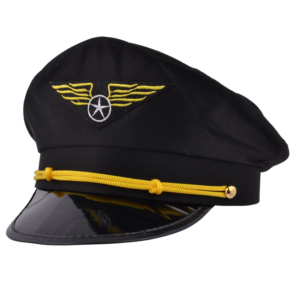Pailot Cap Fancy Dress Airline Captain Hat Black – Planet Head wear