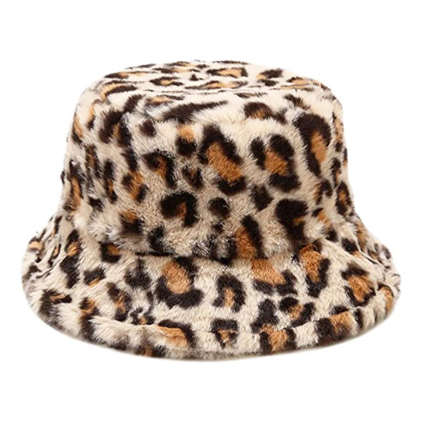 Maz Leopard Fluffy Faux Fur Bucket Hats