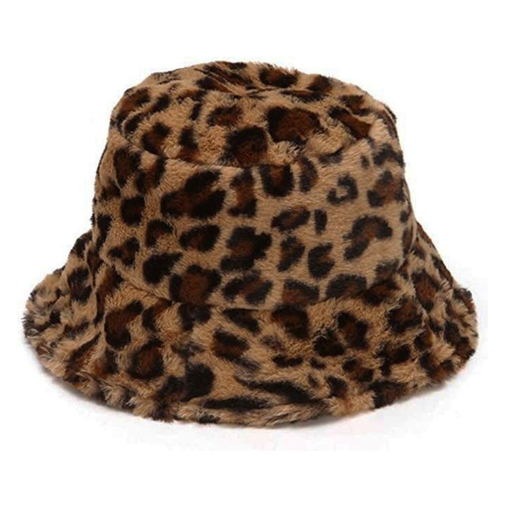Maz Leopard Fluffy Faux Fur Bucket Hats - Main Image