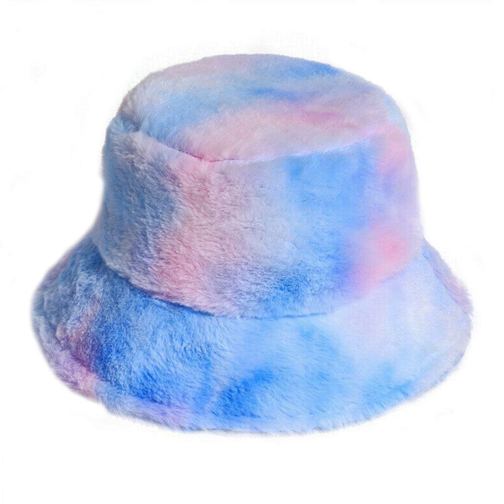 Maz Tie Dye Pattern Fluffy Faux Fur Bucket Hats