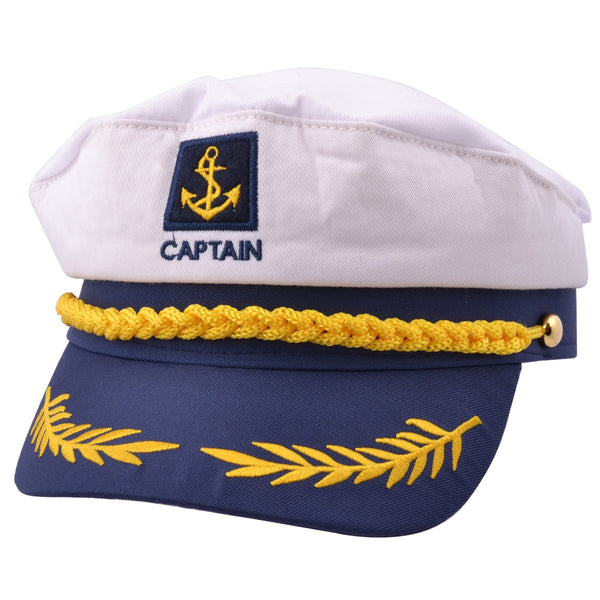 Captain Sailor Adult Costume Yacht Hat - White-Blue