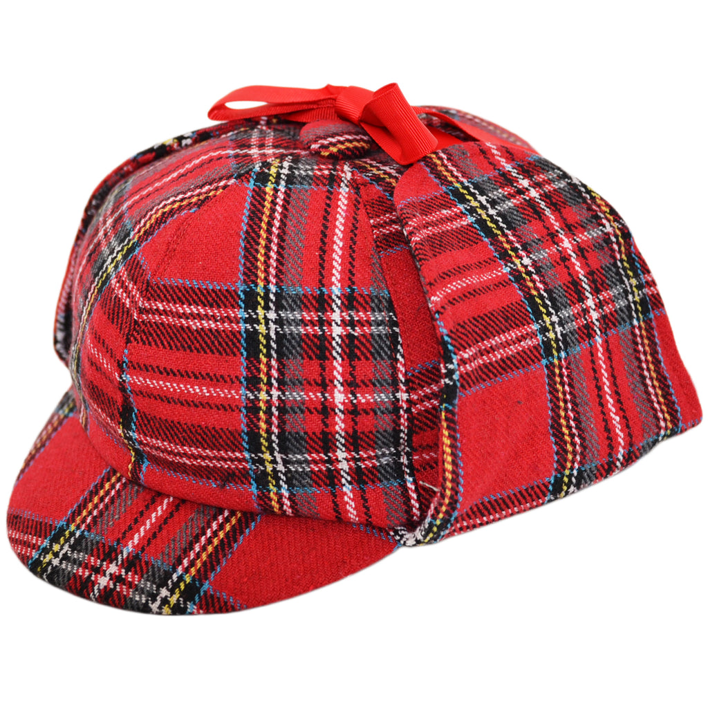 G&H Scottish Tartan Deerstalker Hat - Red