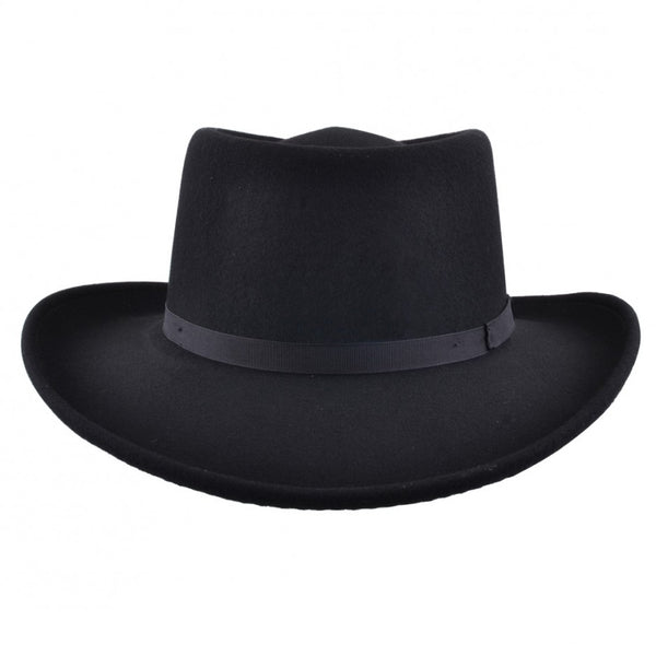 Classic Wool Felt Gambler Hat with Thin Black Band