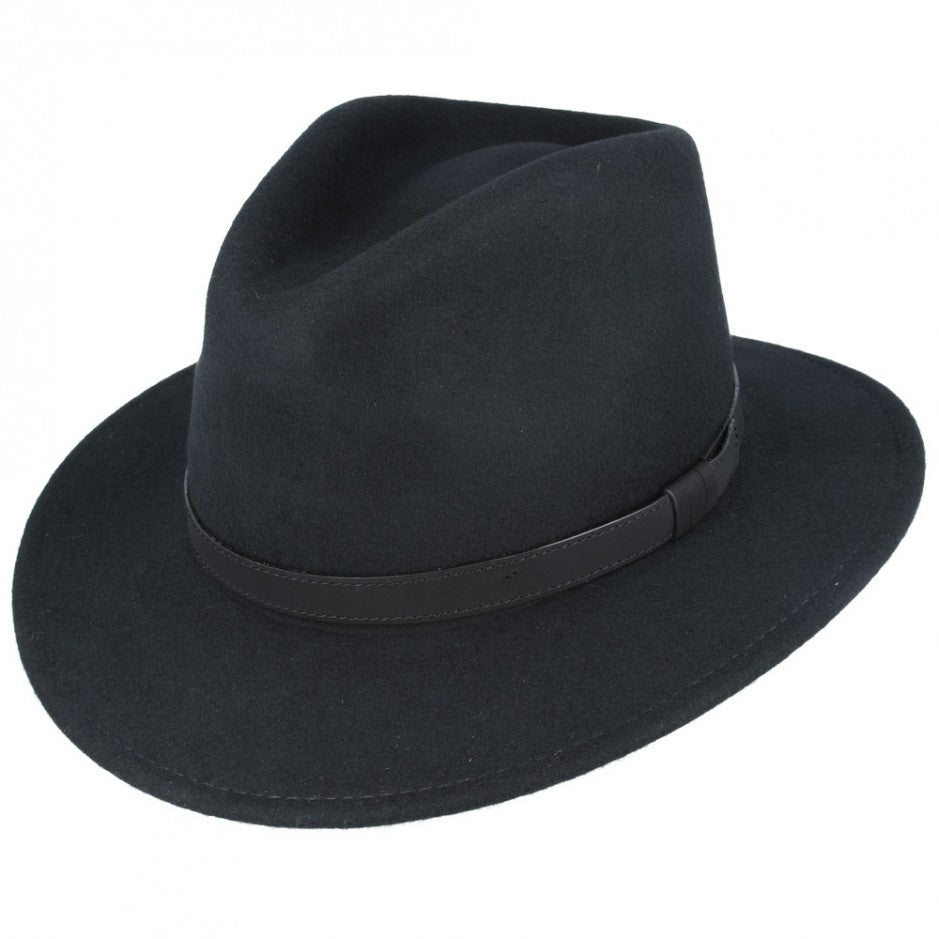 Wool Felt Fedora Hat With Leather Band