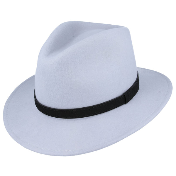 Unisex Crushable Wool Felt Fedora Hat With Leather Band