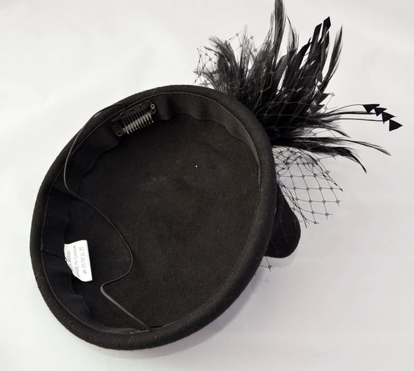 Pillbox Wool Fascinator Hat & Veil