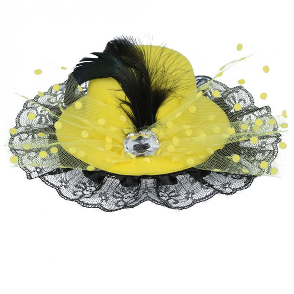 Maz Back Top Hat Fascinator With Elegant Feather & Diamond