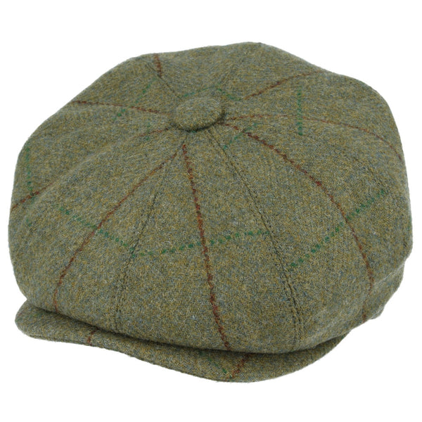 G&H Genuine Tweed Newsboy Cap with Durable  Green with Red Stripe