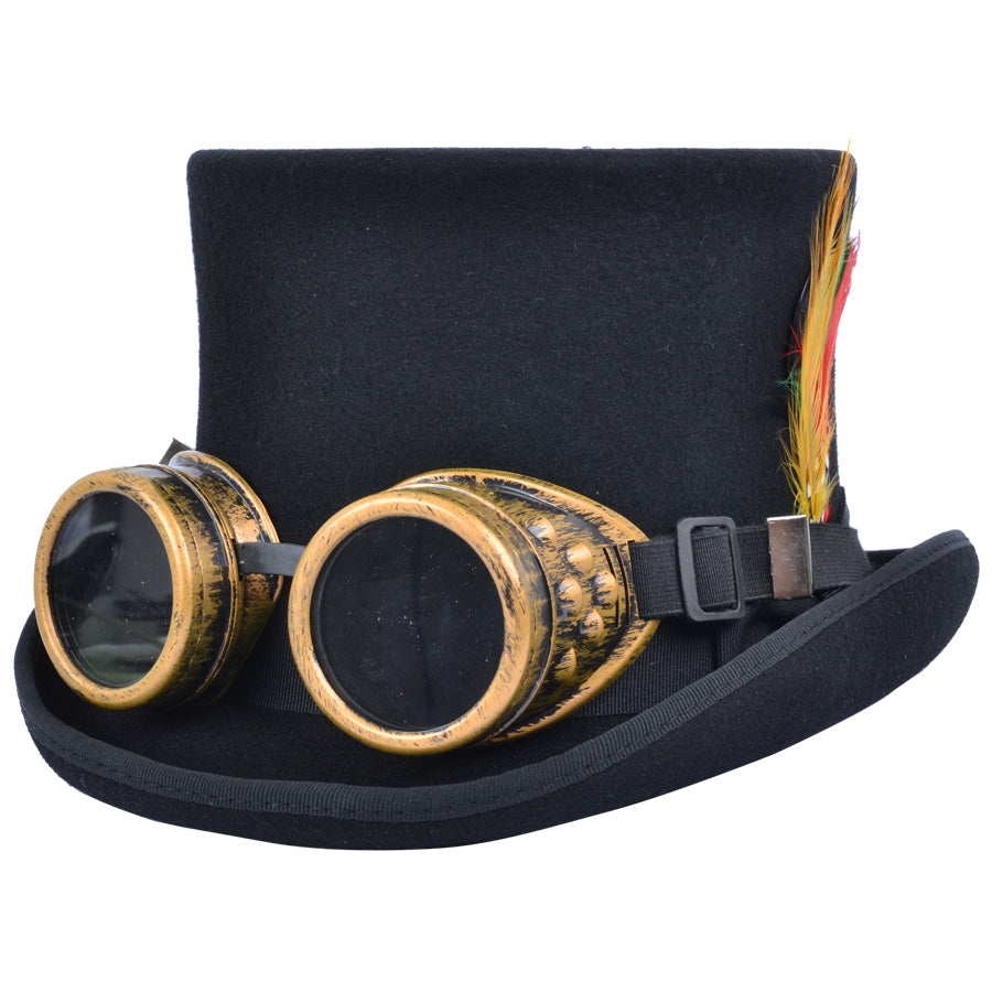 Steampunk Top Hat With Goggles - Copper