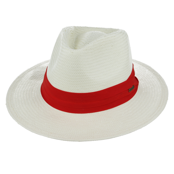 Maz Limited Edition Paper Straw Panama Hat With Red Band - Cream