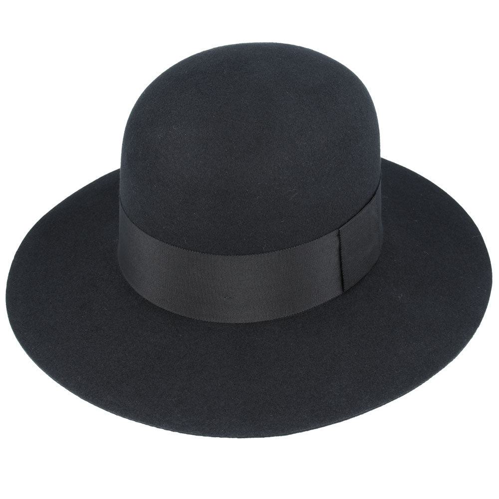 Bolero Wide Stiff Brim Round Crown Wool Hat Black