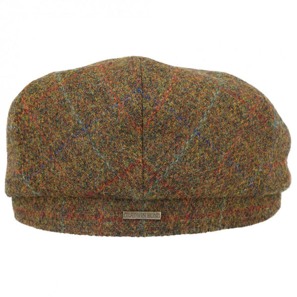 Rust Mix Blue and Green Overchecks Harris Tweed Wool Flat Cap