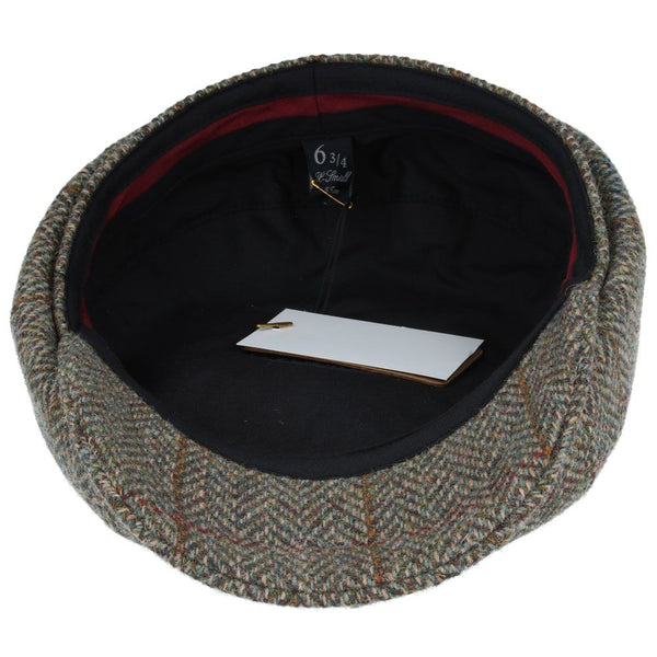 Harris Tweed 100%  British Wool Herringbone Check Flat Cap - Green