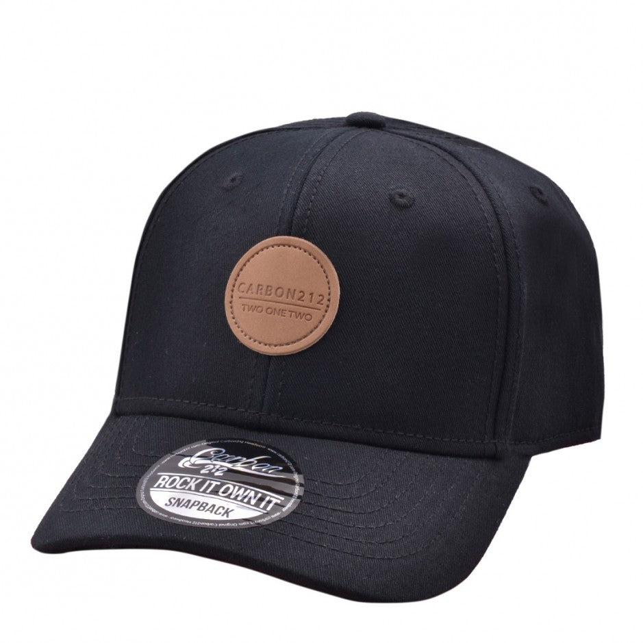 Carbon212 Round Leather Patch Baseball Cap - Black