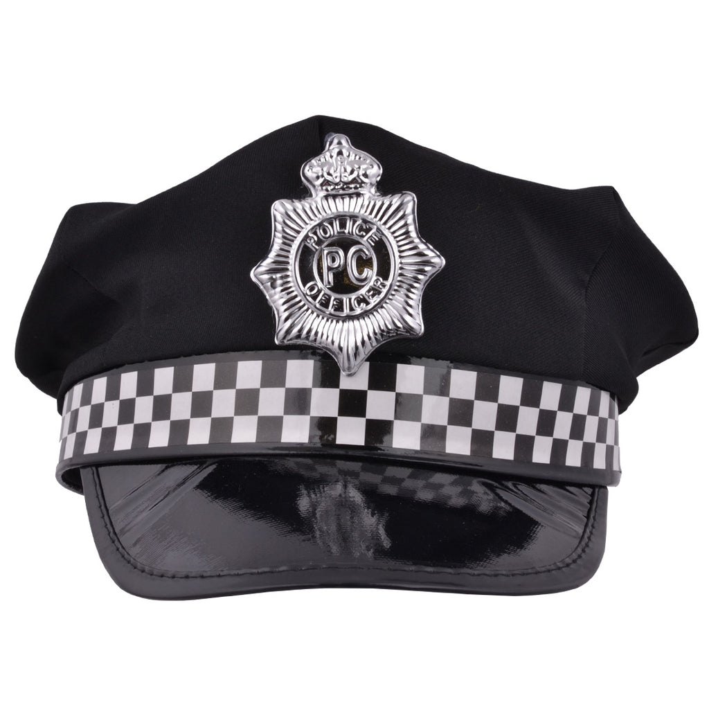 Police Constable Officer Fancy Dress Cap - Black