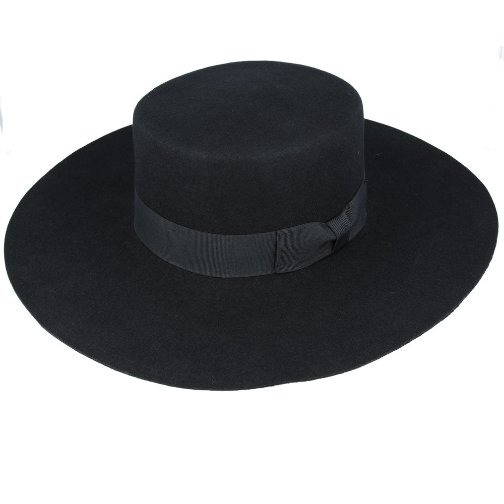 Jason Wide Stiff Brim Wool Pork Pie Hat - Black – Planet Head wear