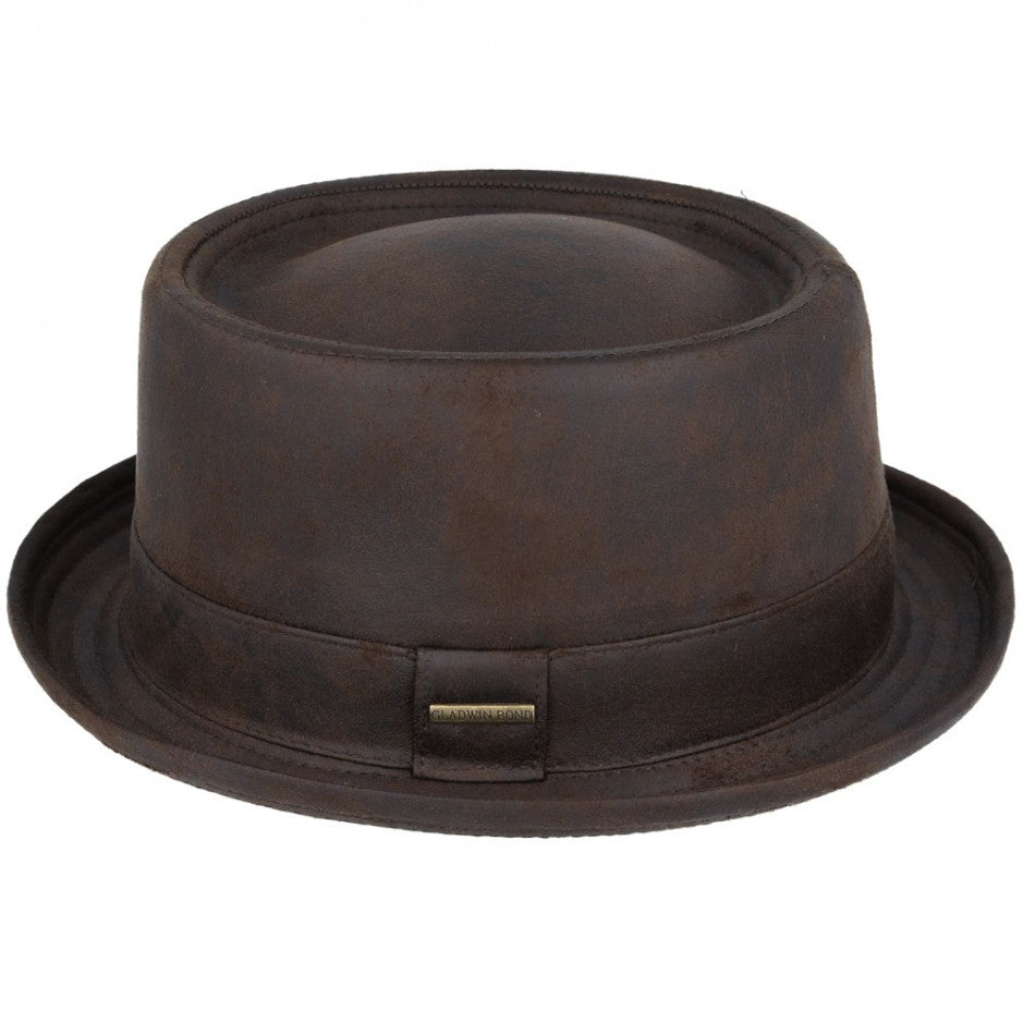 Gladwin Bond Leather Look Pork Pie Hat Black