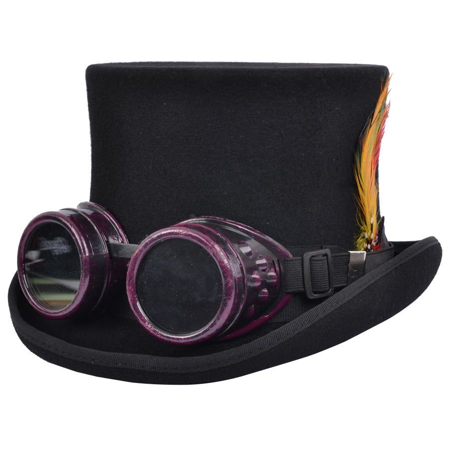 Steampunk Top Hat With Goggles - Purple
