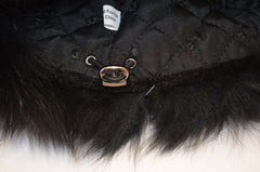 Black 100% Real Fox Fur Hat Top PVC Unisex - Adjustable Size