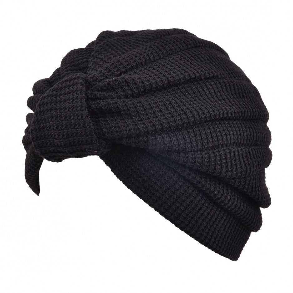 Maz Trendy Stretchy Turban Hat - Black-Wine