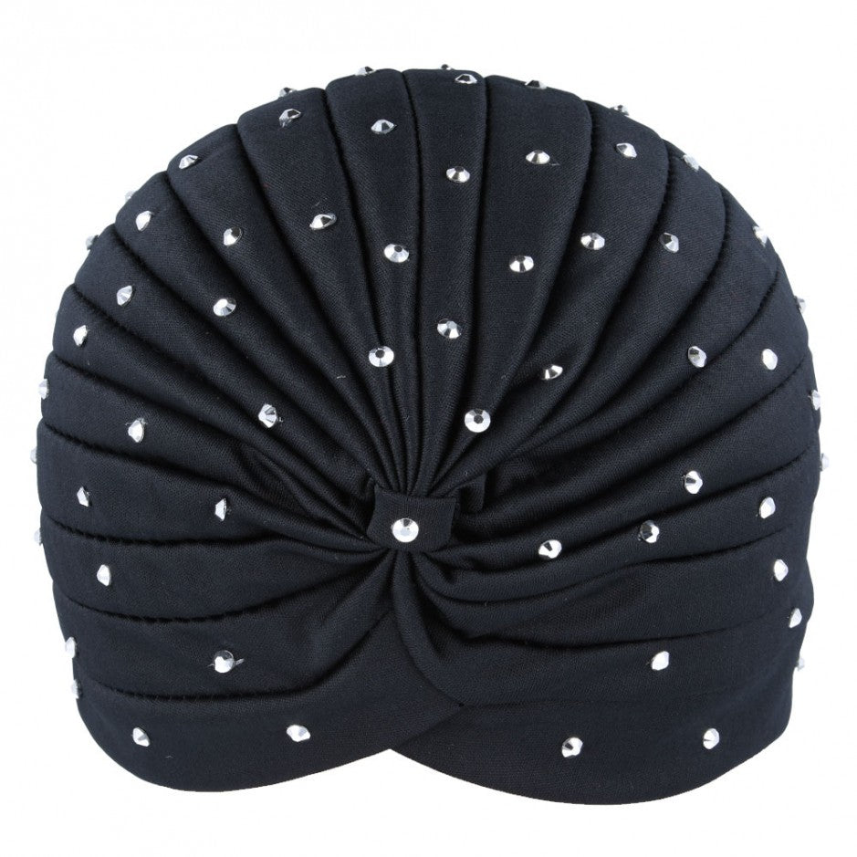 Maz Trendy Diamondy Stretchy Turban Hat - Black